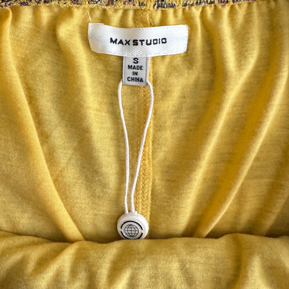 NEW Max Studio Floral Pleated Mini Skirt Gold Yellow XS Boho Cottagecore Retro - Picture 11 of 14